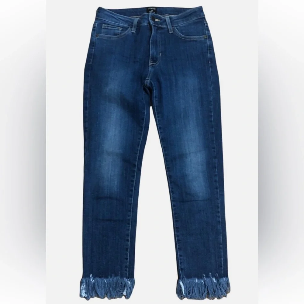 Just Black Jeans Denim Womens Size 30 Cropped Skinny Frayed Hem Blue Stretch - Picture 1 of 10